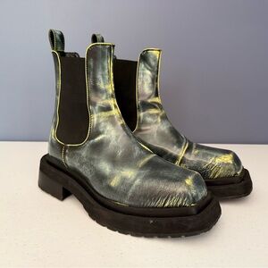 Eckhaus Latta Green and Black Leather Boots